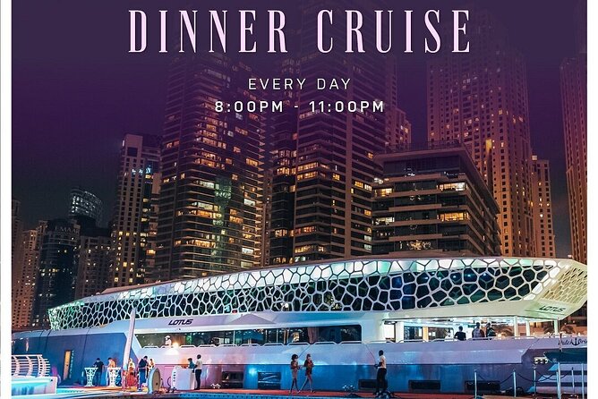 3-Hour Lotus Mega Yacht Dinner Cruise Dubai with Transfers - Buffet dinner, drinks, and onboard service