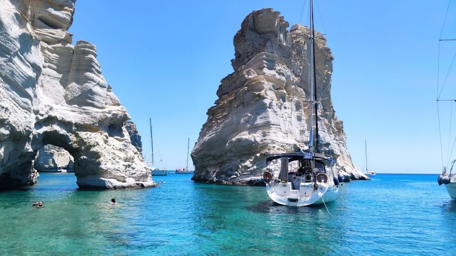 Adamantas: Kleftiko Sailing Cruise with Meal and Swim Stops - Kleftiko by boat, cave by cave