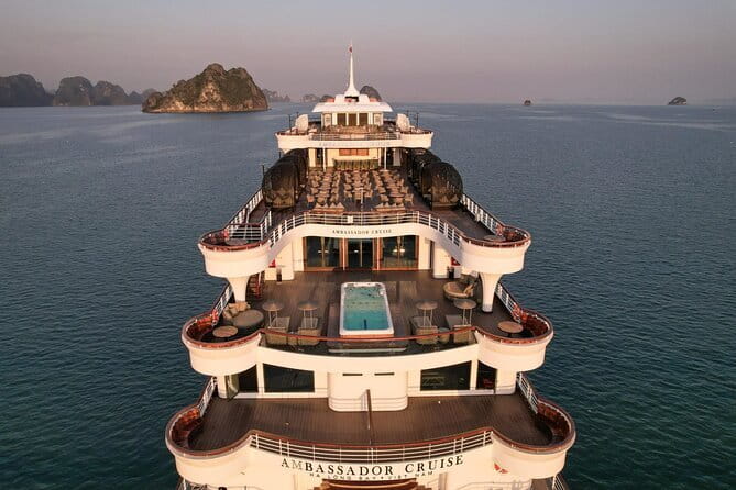 Ambassador Dinner Cruise with Live Music, Firework and Luxe - Watching Halong City light up from the water