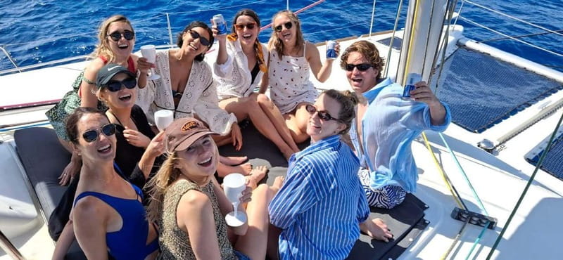 Ayia Napa: Luxury Catamaran Cruise with Lunch & Drinks - What the boat is like between stops
