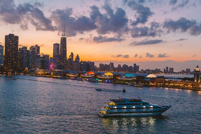 Chicago Premier Dinner Cruise on Lake Michigan - Navy Pier after sunset