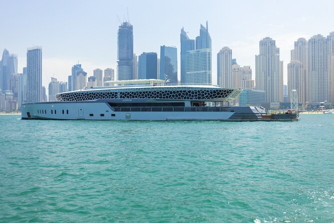 Dubai: Lotus Mega Yacht 3-Hours Dinner Cruise Tour - Dinner With Live Cooking, BBQ, and Dessert