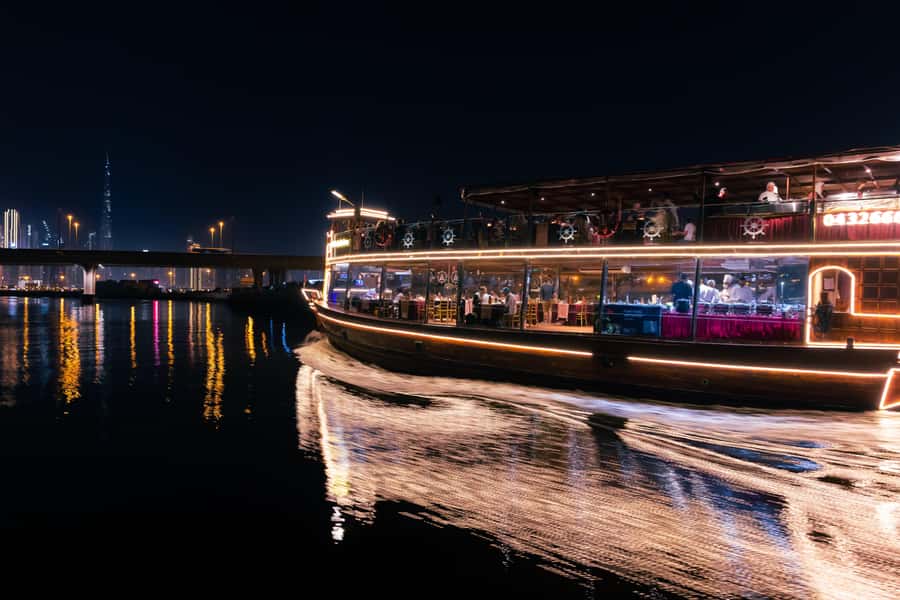 Dubai: Luxury Canal Dinner Cruise with Optional Transfers - Dubai Canal after dark, with the city as your backdrop