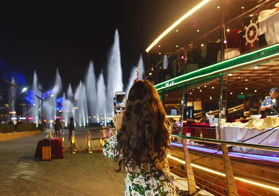 Dubai: Luxury Canal Dinner Cruise with Optional Transfers - The first sights: Imagine, Al Jaddaf, and the library