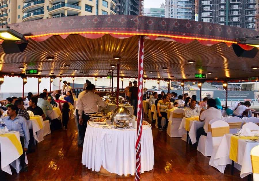 Dubai Marina Dinner Cruise with Live Entertainment(Al Wasl) - Cayan Towers, Bluewater, and Ain Dubai from the water