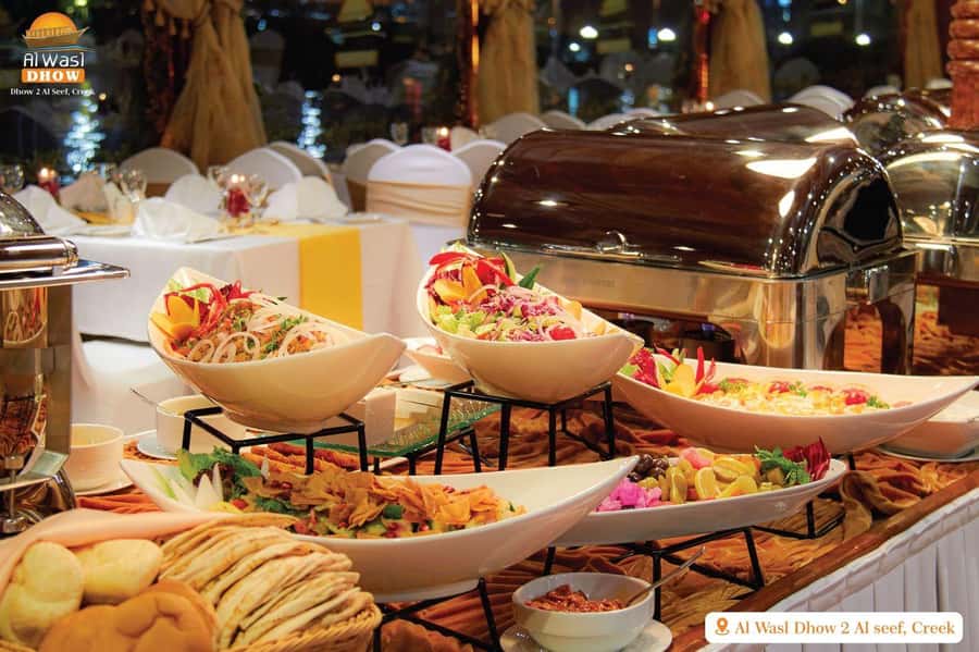 Dubai Marina Dinner Cruise with Live Entertainment(Al Wasl) - Buffet dinner with three food traditions