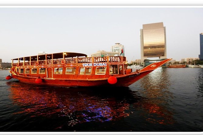 Dubai Super Saver: Desert Camp Experience by 4x4 and Dhow Dinner Cruise - Seating, food, and views from the dhow