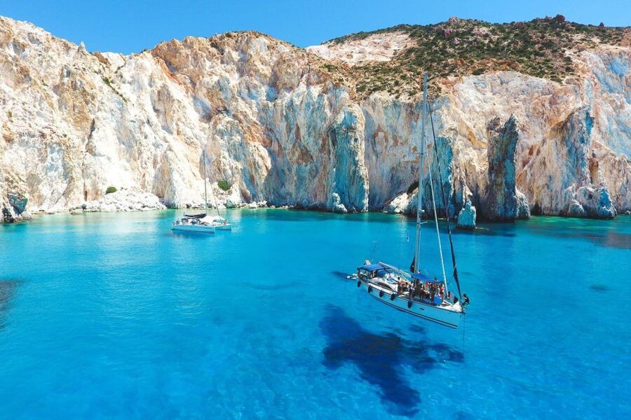 From Adamas: Milos and Poliegos Catamaran Cruise with Lunch - Poliegos, Greece’s largest uninhabited island