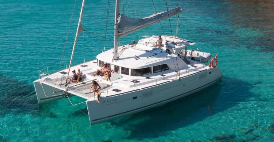 From Adamas: Milos and Poliegos Catamaran Cruise with Lunch - BBQ lunch with a view