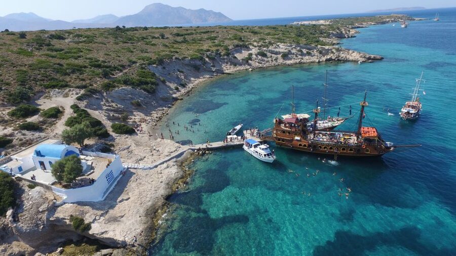 From Kos: 3-Island Pirate Cruise with Lunch and Waterslide - A pirate boat departure from Kos Harbour