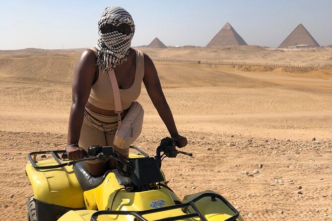 Giza pyramids, Sphinx, ATV bike, Lunch,Camel ride, Dinner cruise& shopping tour - Guides, drivers, and the private format