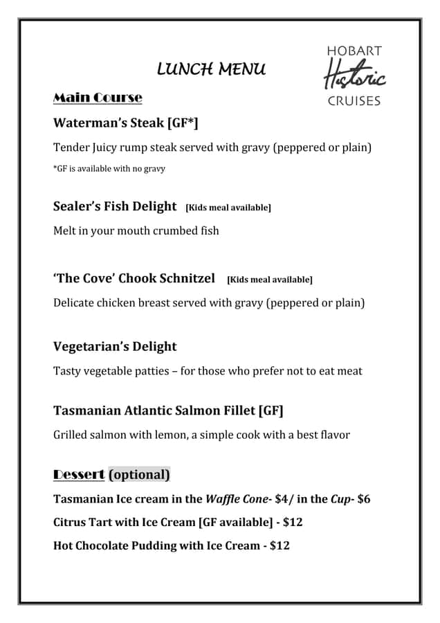 Hobart: Historic Lunch Cruise - Returning by Government House and the Royal Botanic Garden