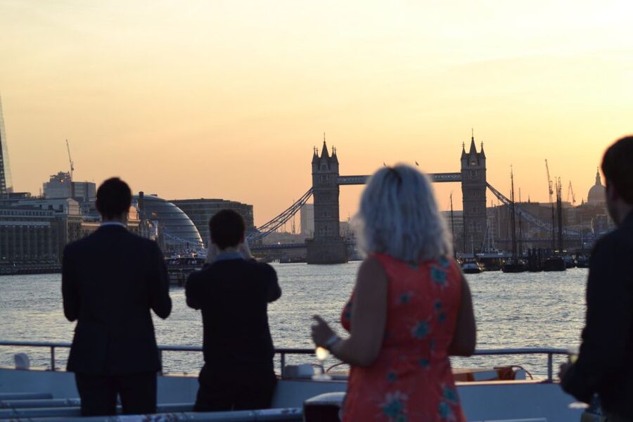 London: River Thames Evening Cruise with Bubbly and Canapés - Tower Bridge is the first big moment