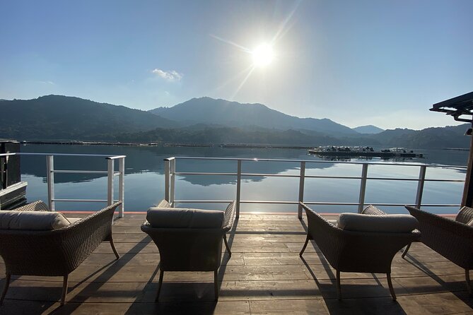Lunch Cruise on HANAIKADA (Raft-Type Boat) with Scenic View of Miyajima - The view: oyster rafts, open water, and Miyajima
