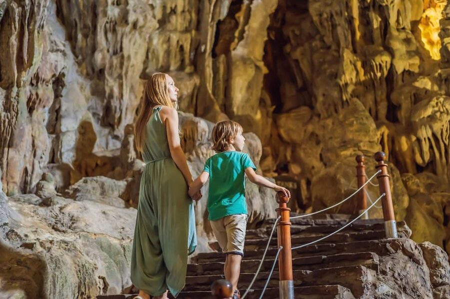 Luxury Ha Long Symphony Day Cruise With Lunch, Cave & Island - Walking through Sung Sot Cave