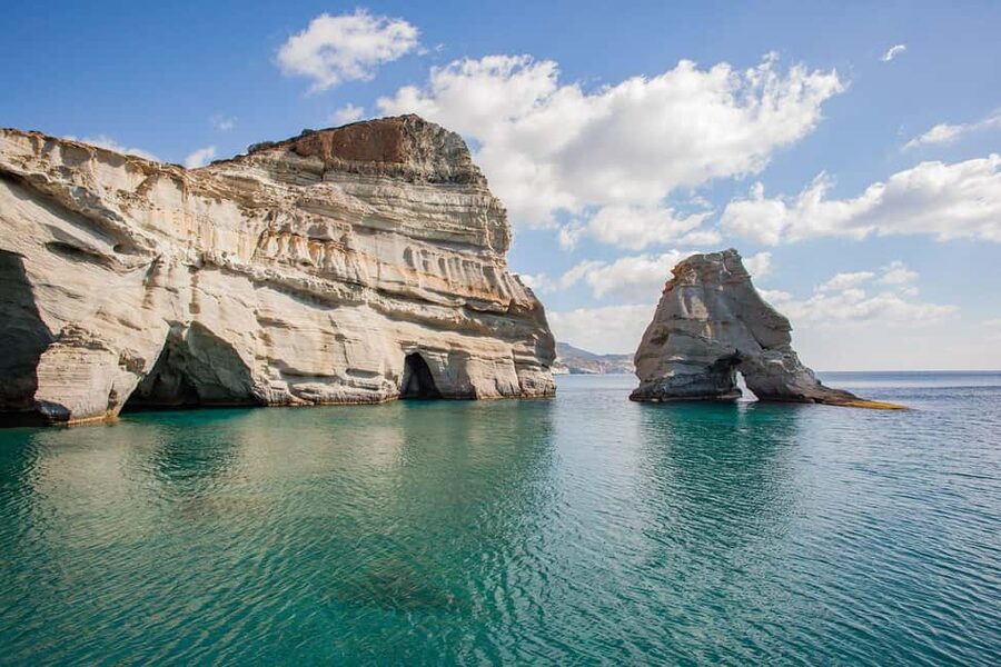 Milos: Kleftiko Half Day Catamaran Cruise with Lunch - Cape Vani and the old manganese mine