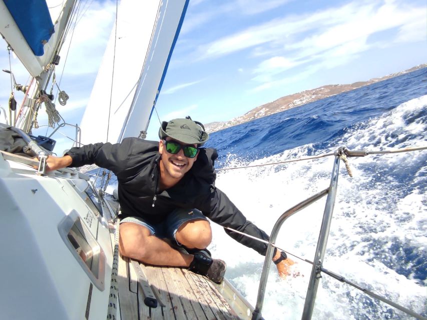 Mykonos: Delos and Rhenia Full-Day Sailing Cruise with Meal - Leaving Mykonos on a sailing yacht