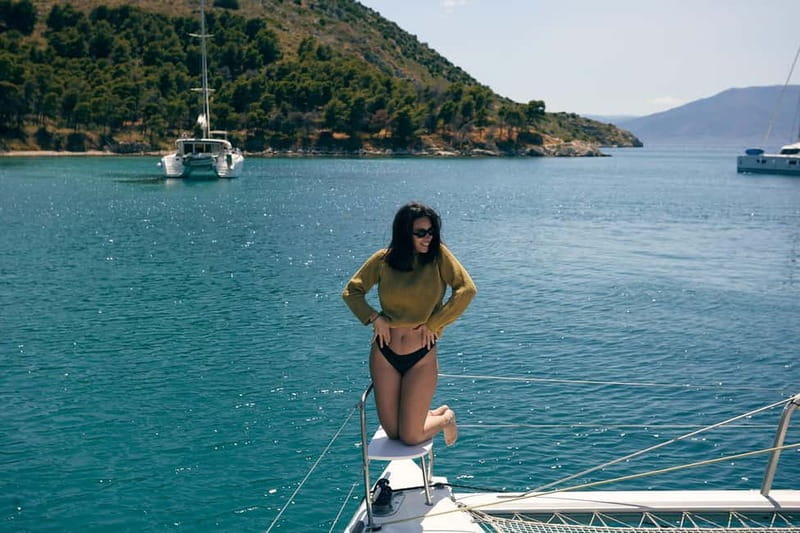 Nafplio: Catamaran Cruise with Meal and Drinks - Romvi roundabout and the sunset finish
