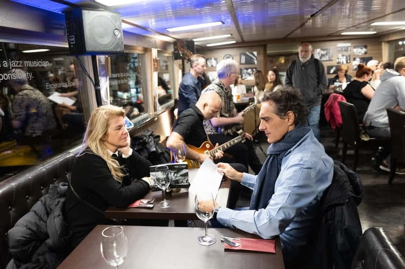 Prague: Jazz Boat Popular Live Jazz Dinner Cruise - Upper deck, indoor seating, and weather
