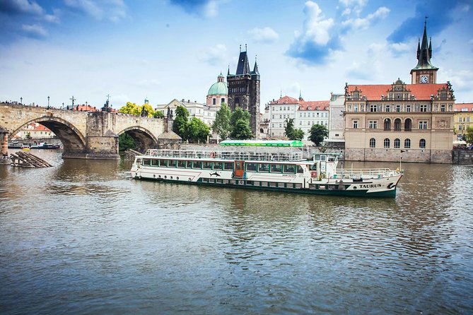 Prague Vltava River Lunch Cruise - Eating lunch while the city moves past