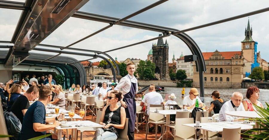 Prague: Vltava River Lunch Cruise in an Open-Top Glass Boat - The Dancing House and the southern route