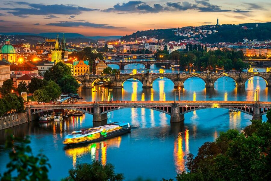 Prague: Vltava River Night Cruise with Buffet - Boarding near Čechův Bridge