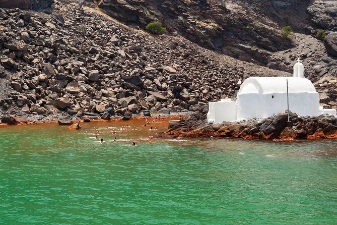 Private Full-Day Motor Yacht Cruise with Meal, Open Bar+Transfers - Santorini Volcano: a choice between swimming and hiking