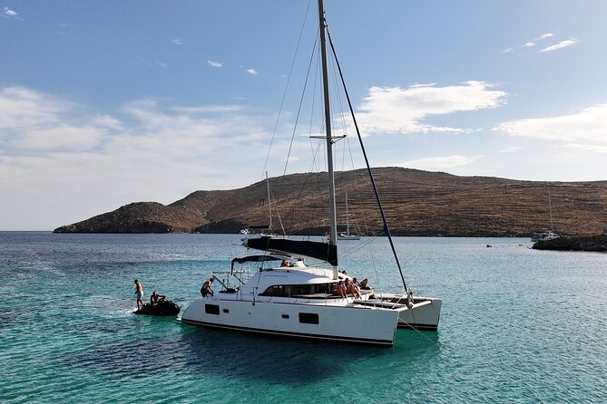 Private Mykonos Catamaran Day Cruise with Meals & Water Toys - Setting out from Ornos for a private day on the Aegean