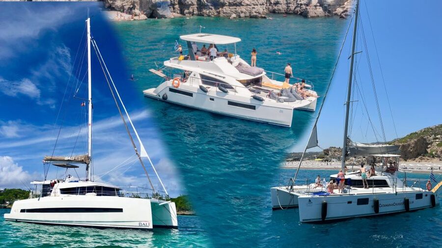 Rhodes: All-Inclusive Catamaran Cruise with Lunch and Drinks - The first cruise to Anthony Quinn Bay