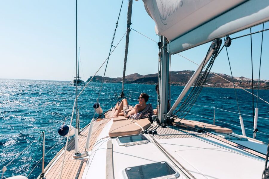 Santorini Caldera: Morning Sailing Cruise with Meal - Passing the Lighthouse Into the Caldera