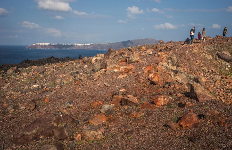 Santorini Caldera: Sunset Cruise with Dinner - A close look at Palea Kameni’s sulfur springs