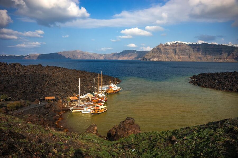 Santorini Caldera: Sunset Cruise with Dinner - Nea Kameni and the active volcanic crater