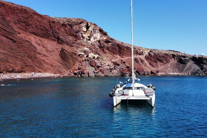 Santorini Catamaran Cruise – 5-Hour Private Sailing Experience - Nea Kameni combines hot springs and lunch