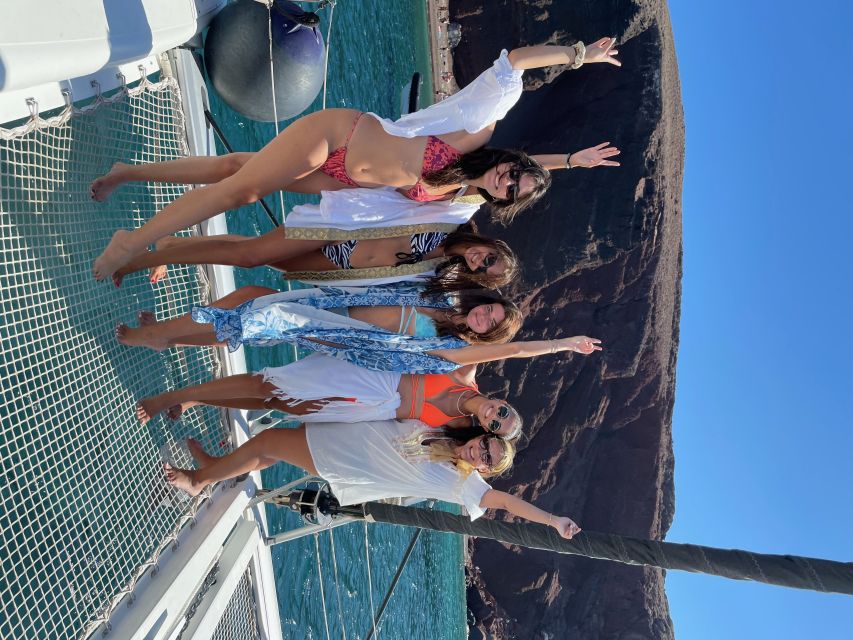 Santorini: Catamaran Cruise with Meal & Open Bar - Red Beach and the southern coast