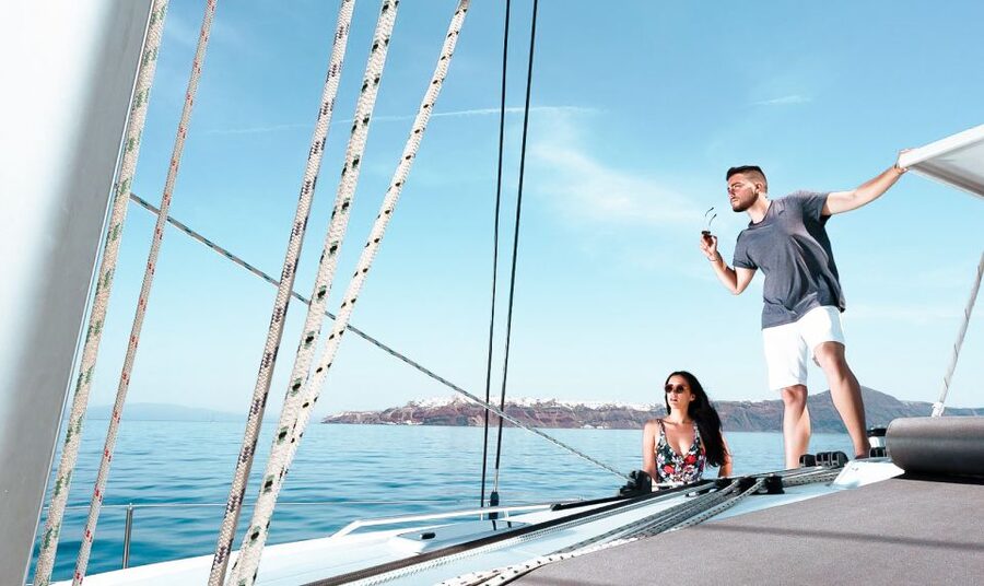 Santorini: Day Cruise with Meal & Open Bar - The Vasiliki Catamaran and Crew Service