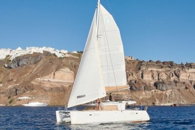 Santorini Platinum Catamaran Cruise with Meal, BBQ and Open Bar