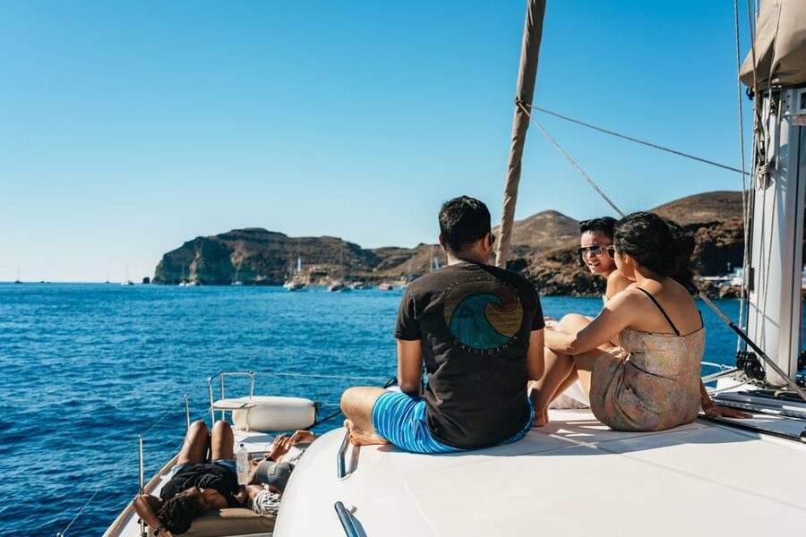 Santorini: Sailing Catamaran Cruise with BBQ and Drinks - The crew and the pace of the trip