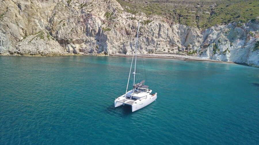 Santorini: Southern Island Luxury Catamaran Cruise with Meal - Red Beach: Santorini’s most dramatic shoreline