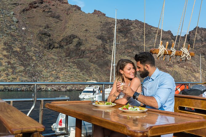 Santorini Sunset Dinner Cruise Including Nea Kameni Visit - Dinner near Thirasia