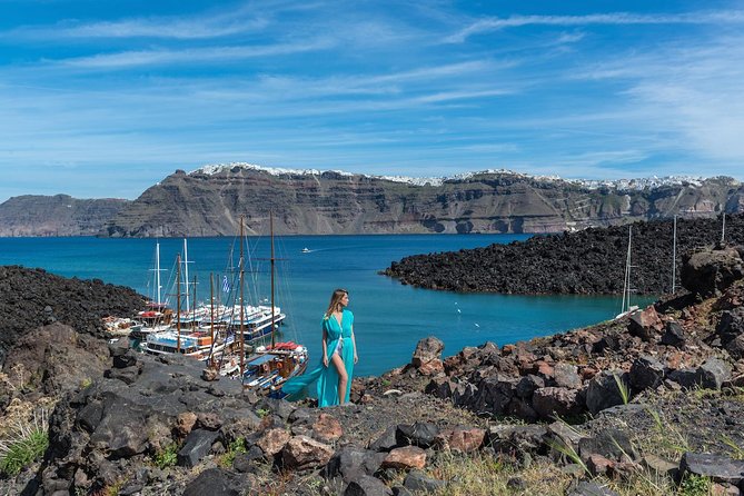 Santorini Volcano Sunset Cruise with Dinner - Walking across Nea Kameni volcano