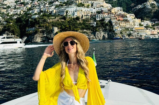 Sunset Cruise & Dinner Stop, Depart from any Amalfi Coast town! - Leaving Positano and easing into the evening