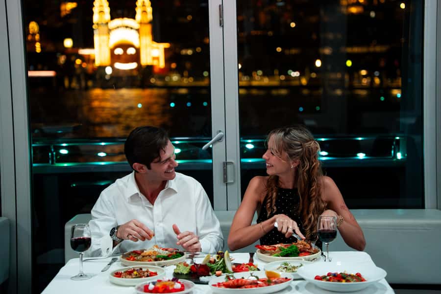 Sydney Harbour: Glass Boat Signature Dinner Cruise - A Dinner Table With Sydney Harbour as the Backdrop
