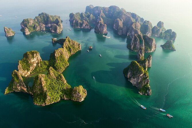 The Best 5 Star Halong Bay Cruise with Buffet,pool, Sunset Party - Crossing Halong Bay among the limestone islands