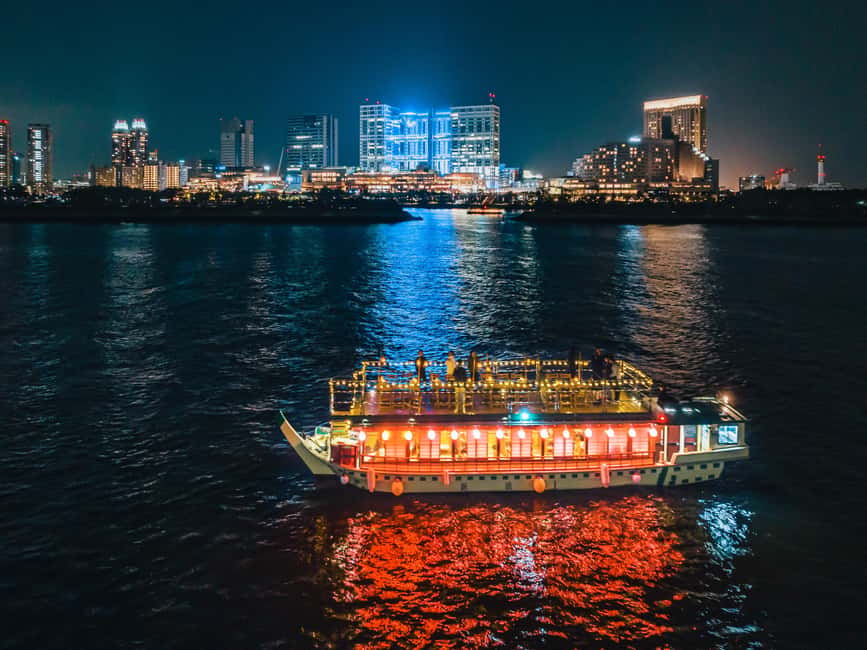 Tokyo Dinner Cruise & Tradition Show & Drinks & Tokyo Tower - Shamisen music and the changing show